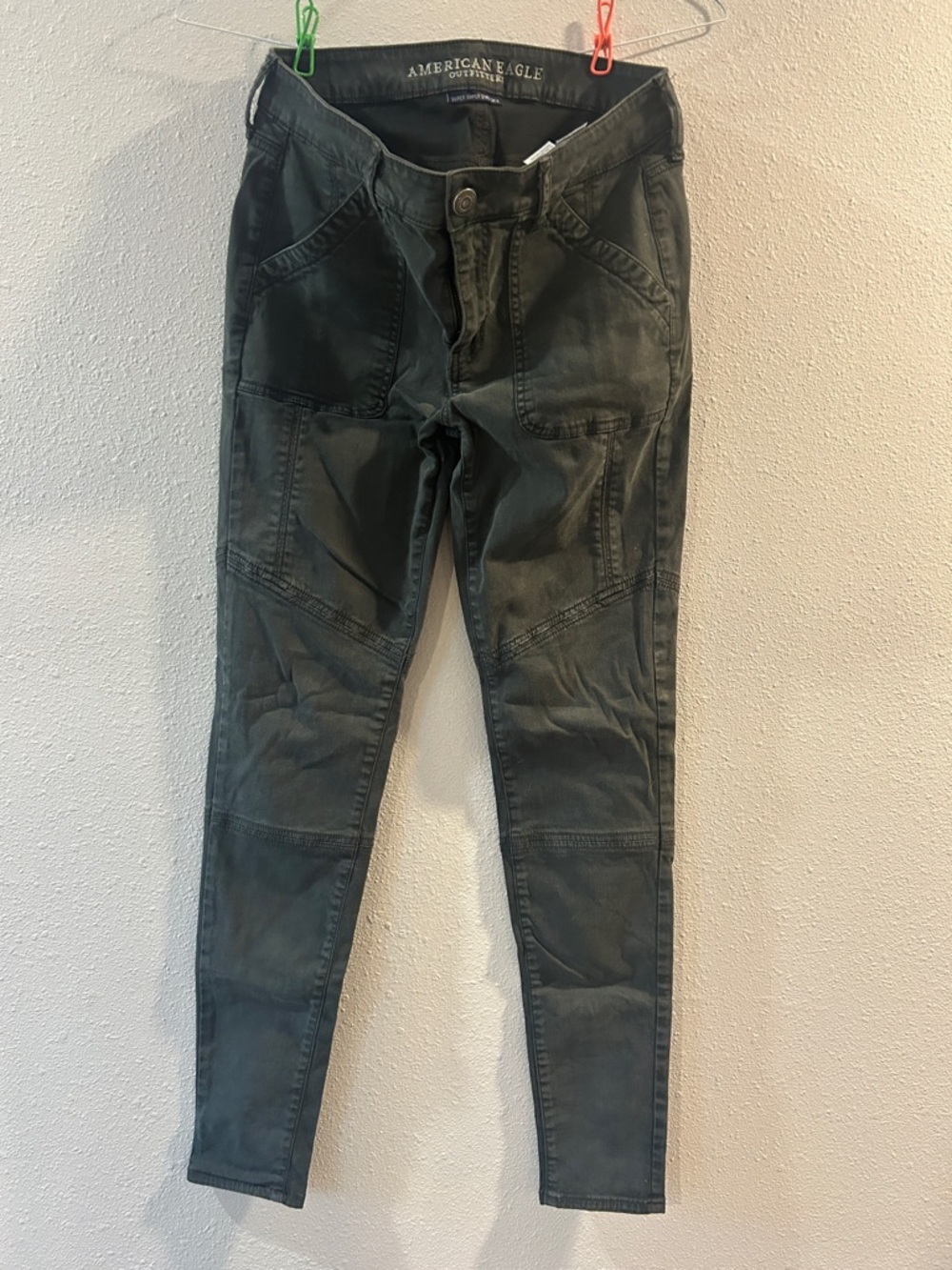 American Eagle Women’s Olive Green Moto Skinny Pants USED